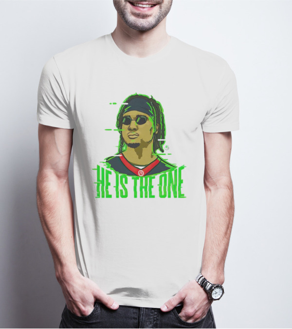 He Is The One Cryptic Neon Style Cartoon T-Shirt