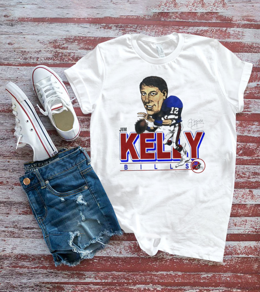 JIM KELLY BUFFALO BILLS SIGNATURE CARICATURE KELLY BILLS T-Shirt