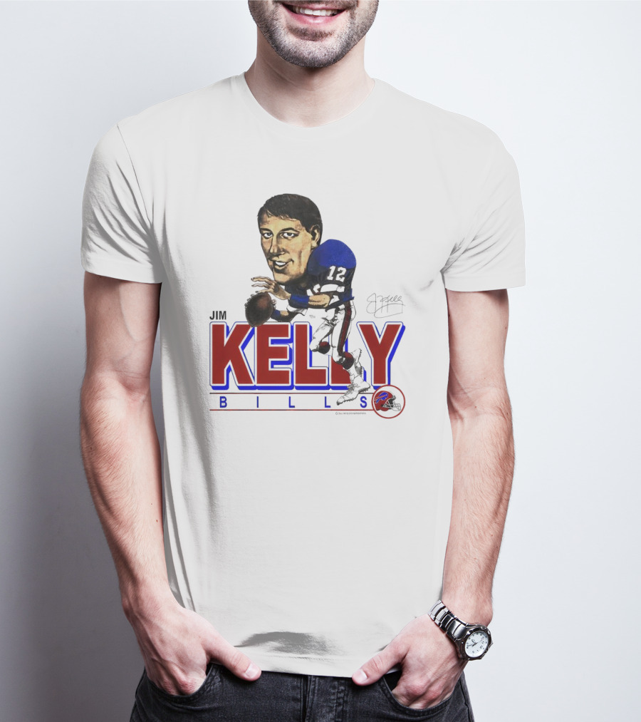 JIM KELLY BUFFALO BILLS SIGNATURE CARICATURE KELLY BILLS T-Shirt