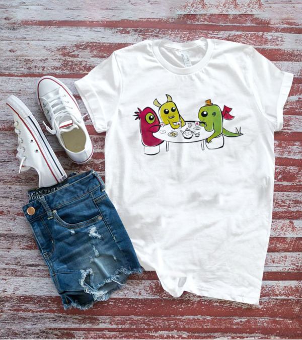 Monster Tea Party At Table With Cookies And Teacups T-Shirt