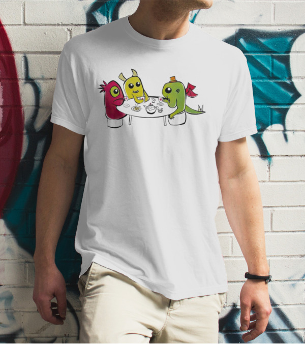 Monster Tea Party At Table With Cookies And Teacups T-Shirt