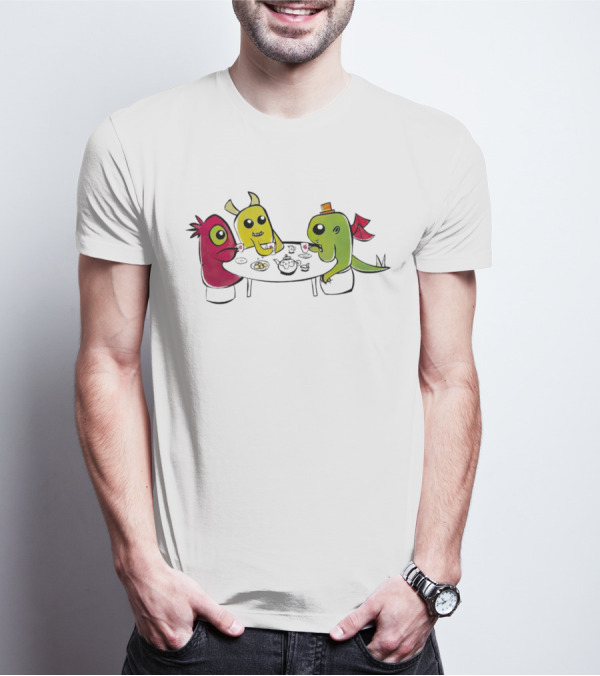 Monster Tea Party At Table With Cookies And Teacups T-Shirt