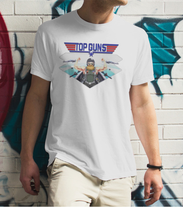 Papaswolio Top Guns Aviator Flex With Jet Background T-Shirt