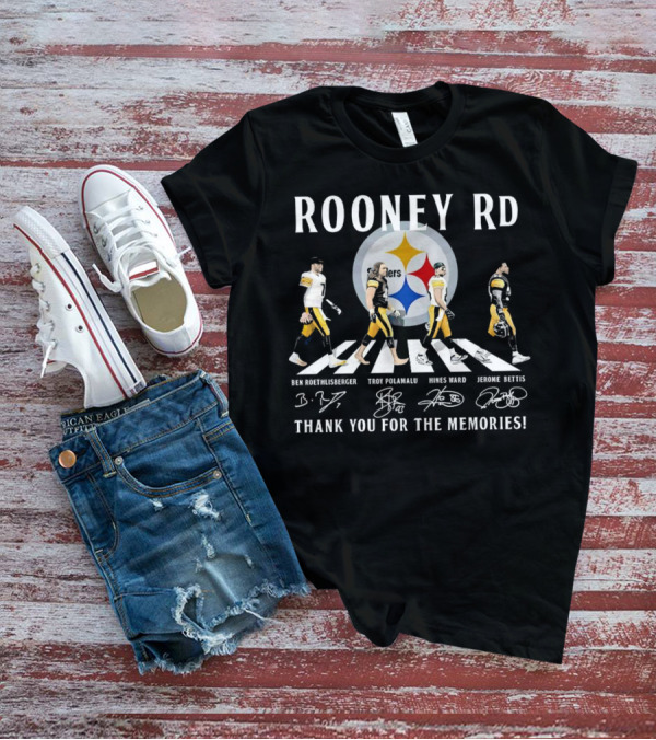 Rooney Rd Pittsburgh Steelers Ben Roethlisberger Troy Polamalu Hines Ward Jerome Bettis Thank You For The Memories Signatures T-Shirt