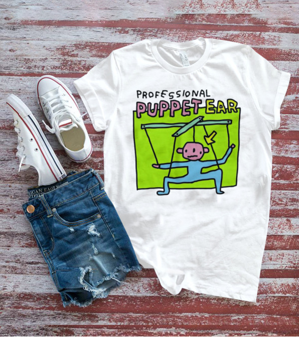 Professional Puppet Ear Illustration Marooned On Vibrant Green Background T-Shirt
