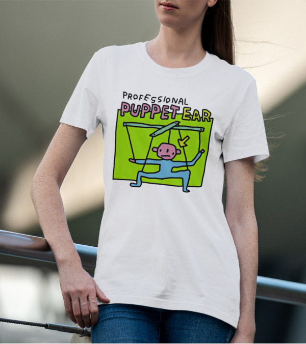 Professional Puppet Ear Illustration Marooned On Vibrant Green Background T-Shirt