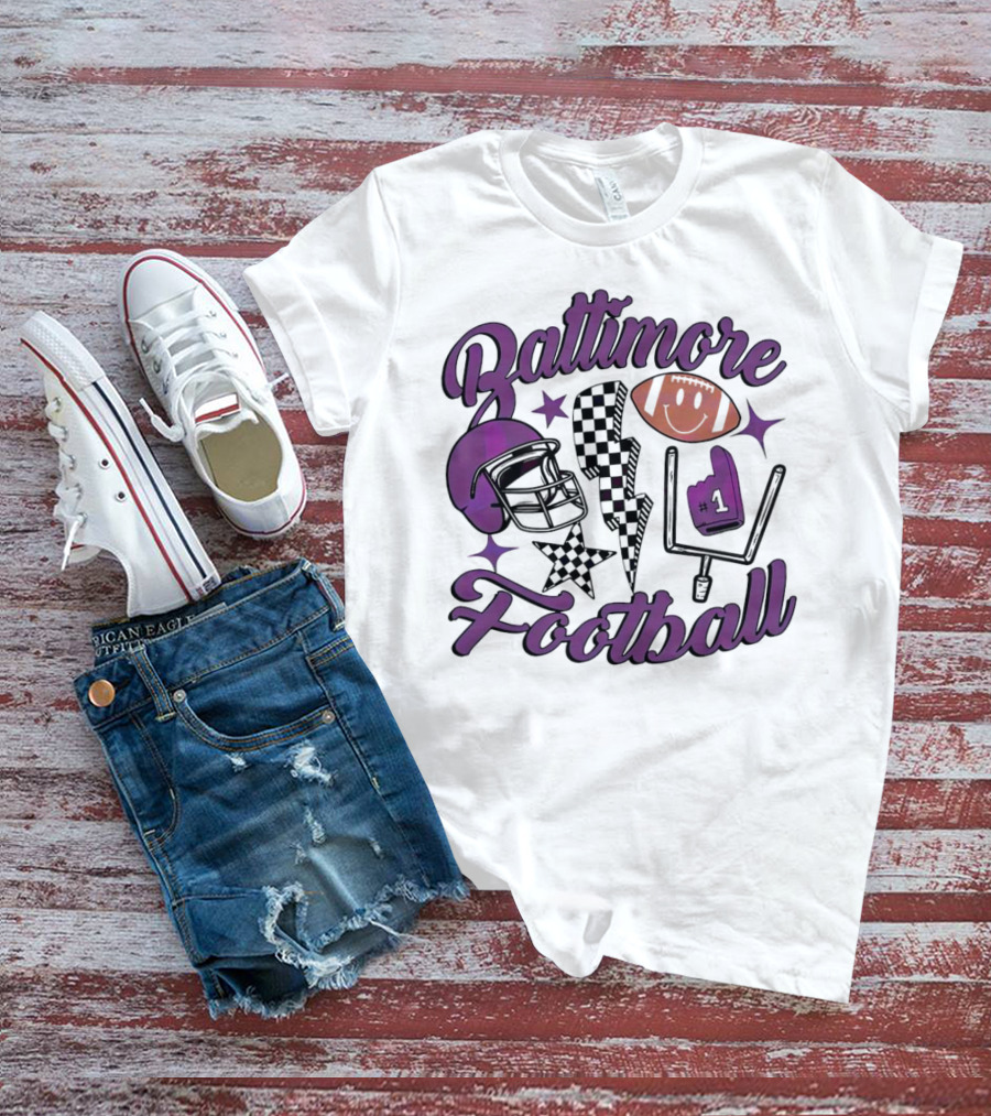 Baltimore Football NFL Team Helmet Smile Number One T-Shirt