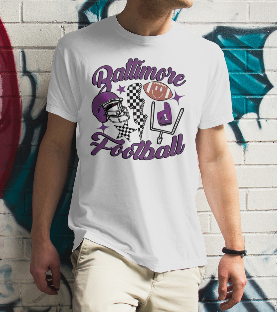 Baltimore Football NFL Team Helmet Smile Number One T-Shirt