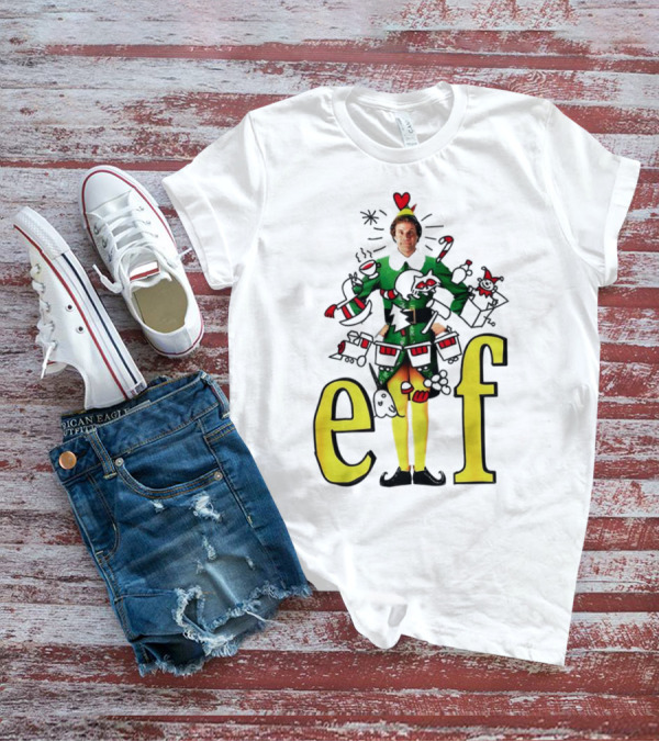 Elf Movie Inspired Christmas Sketch Design Featuring Iconic Character T-Shirt