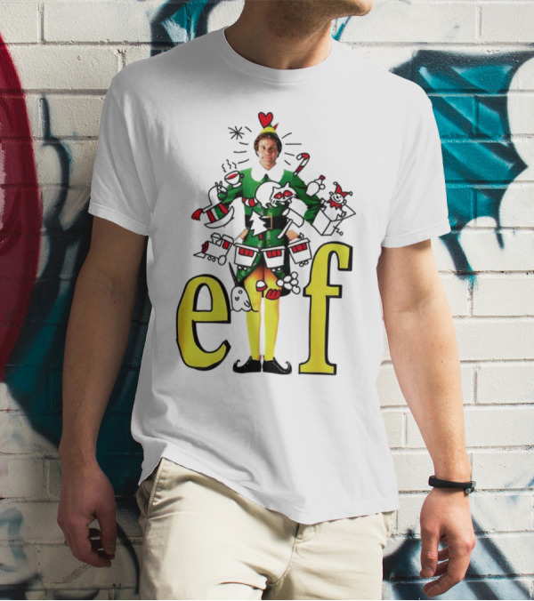Elf Movie Inspired Christmas Sketch Design Featuring Iconic Character T-Shirt