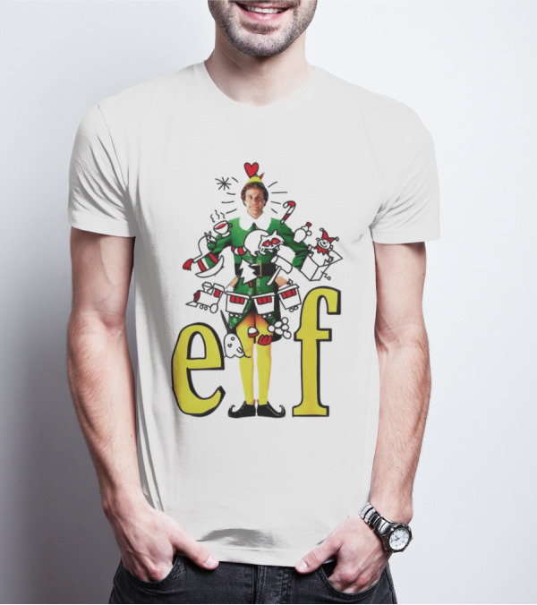 Elf Movie Inspired Christmas Sketch Design Featuring Iconic Character T-Shirt