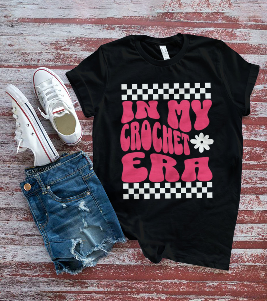 In My Crochet Era Checkerboard Flower Power T-Shirt