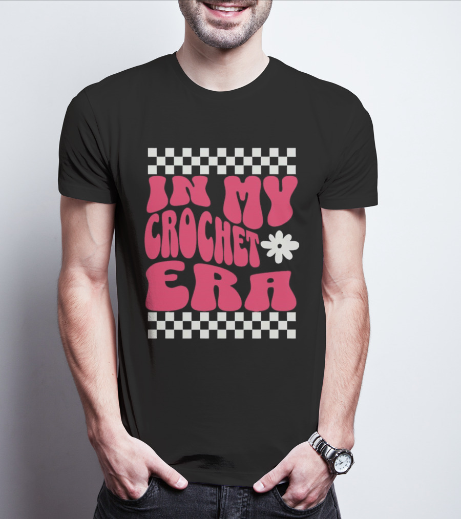 In My Crochet Era Checkerboard Flower Power T-Shirt