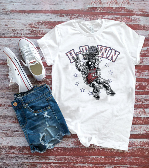 H-Town Astronaut Dunking Moon Stars Nolan Ryan 34 Houston Astros T-Shirt