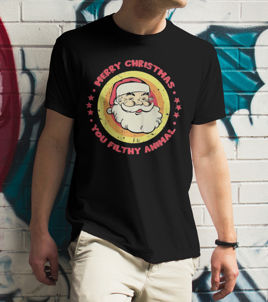 Merry Christmas You Filthy Animal Santa T-Shirt