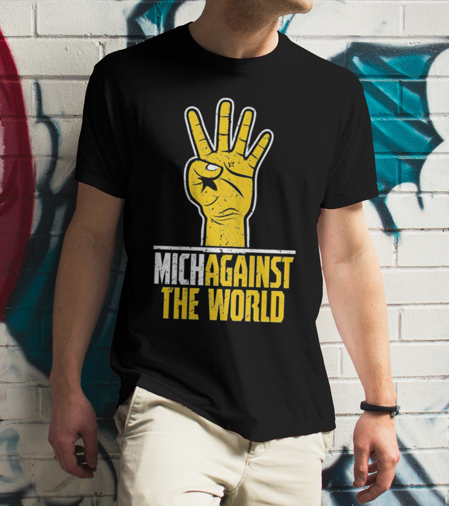 Mich Against The World Football Fan Hand T-Shirt
