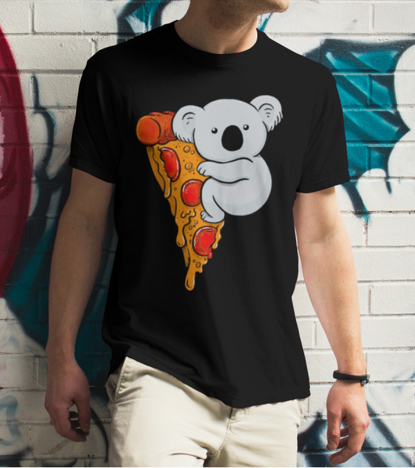 Koala Hugging Pizza Slice Cartoon T-Shirt