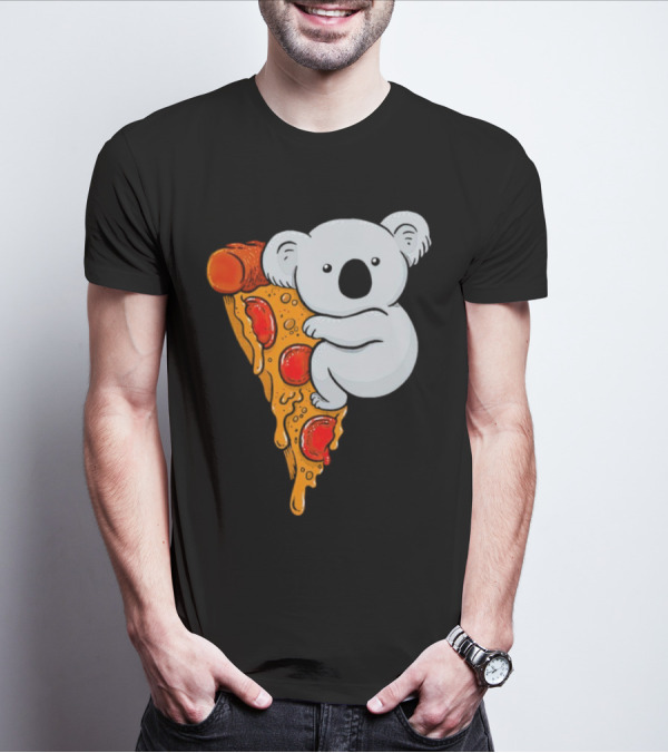 Koala Hugging Pizza Slice Cartoon T-Shirt