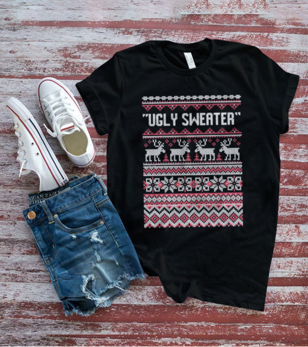 Ugly Sweater Christmas Reindeer Snowflake T-Shirt