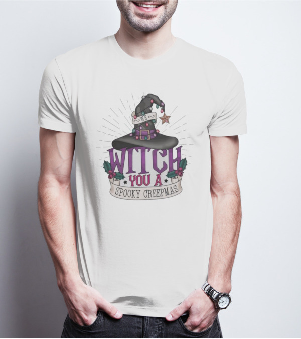 We Witch You A Spooky Creepmas Christmas Magic Hat Holiday T-Shirt