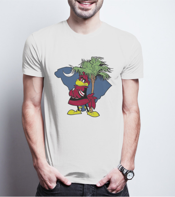 South Carolina Gamecocks Mascot State Emblem Palmetto Tree And Crescent Moon T-Shirt