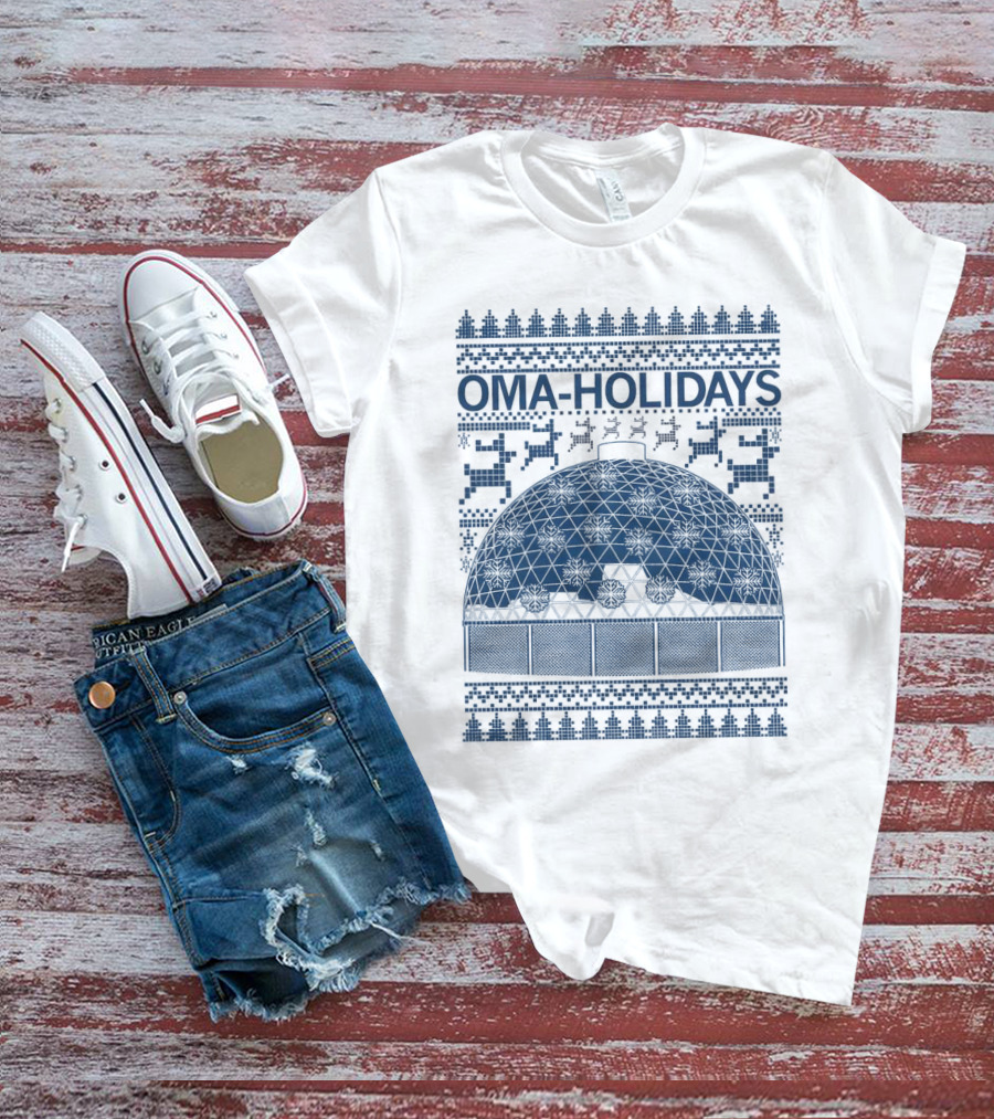 Oma Holidays Christmas Dome Pattern With Reindeer And Trees T-Shirt