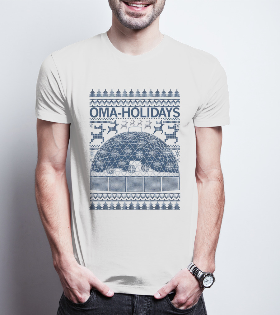 Oma Holidays Christmas Dome Pattern With Reindeer And Trees T-Shirt