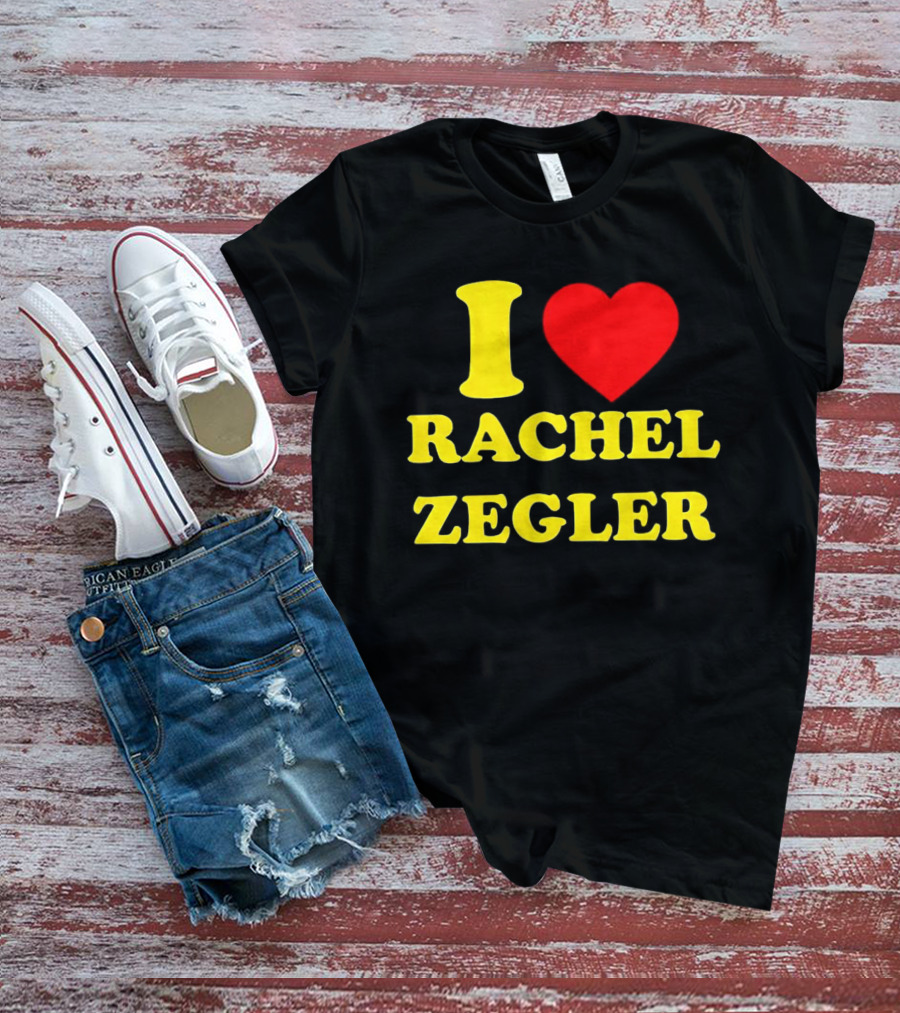 I Love Rachel Zegler Bold Yellow Letters With Red Heart T-Shirt