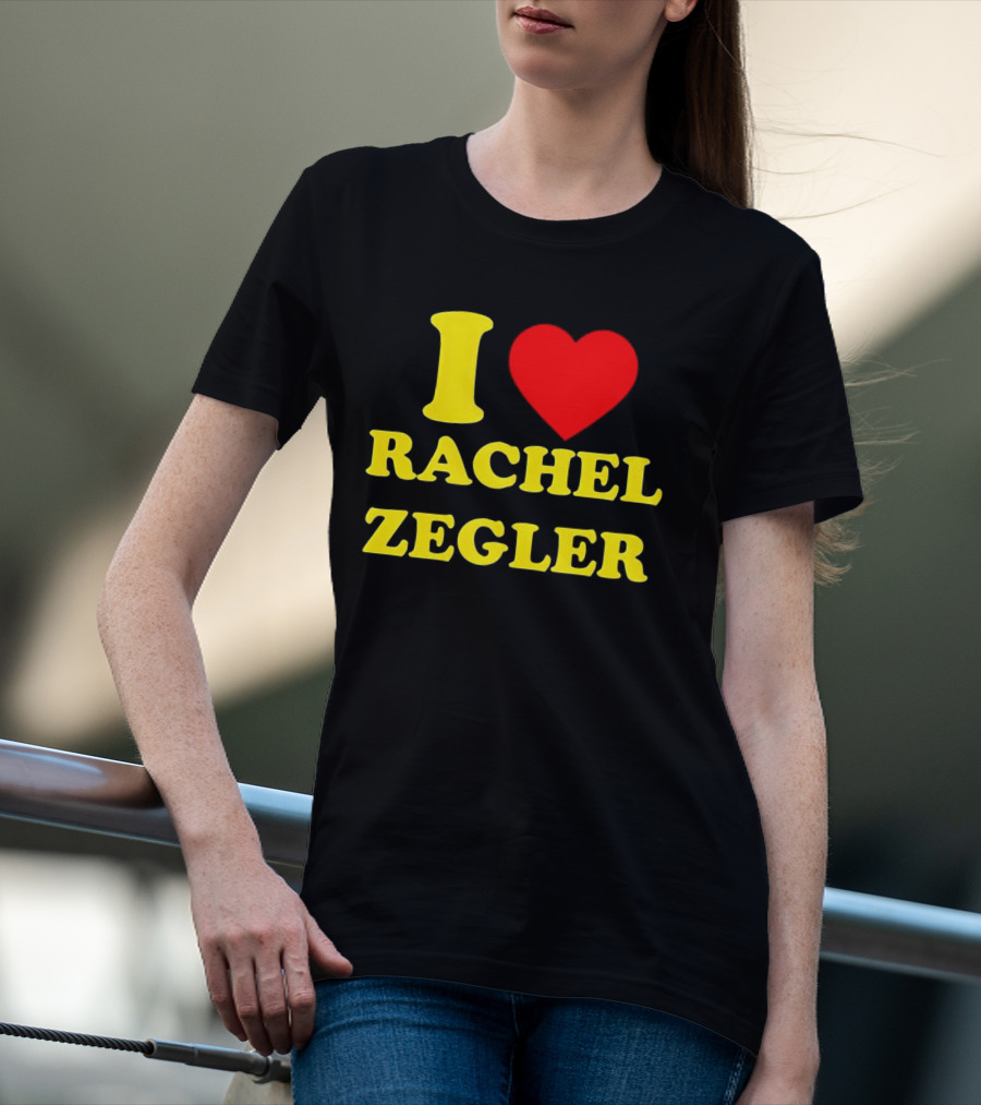 I Love Rachel Zegler Bold Yellow Letters With Red Heart T-Shirt