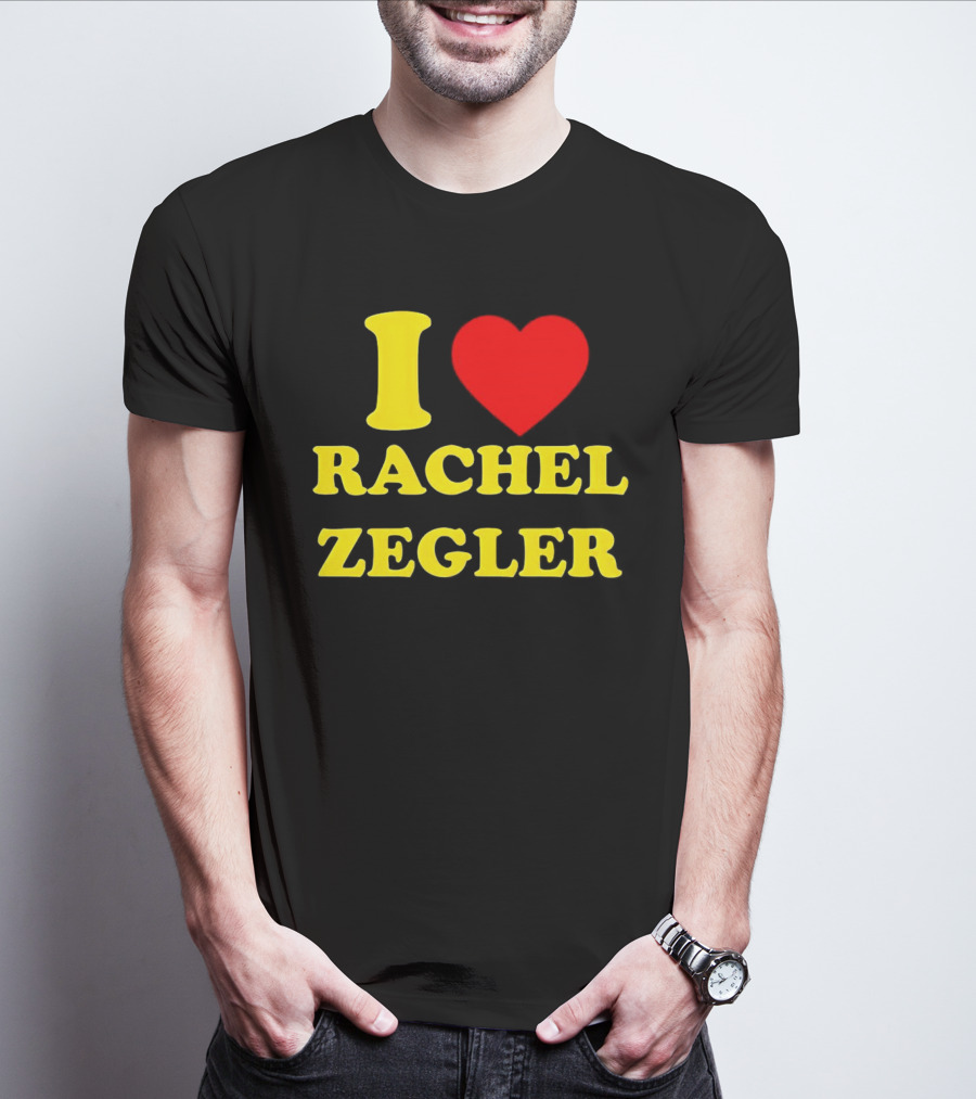 I Love Rachel Zegler Bold Yellow Letters With Red Heart T-Shirt