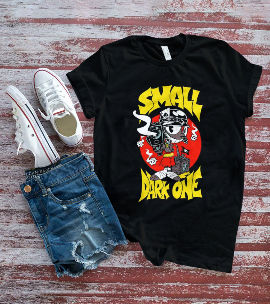 Small Dark One Gunsmoke Skateboard Pizza Character T-Shirt
