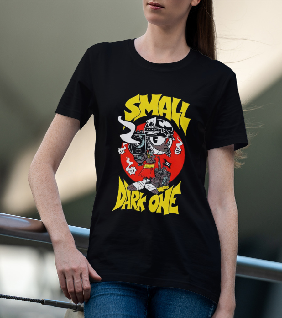 Small Dark One Gunsmoke Skateboard Pizza Character T-Shirt