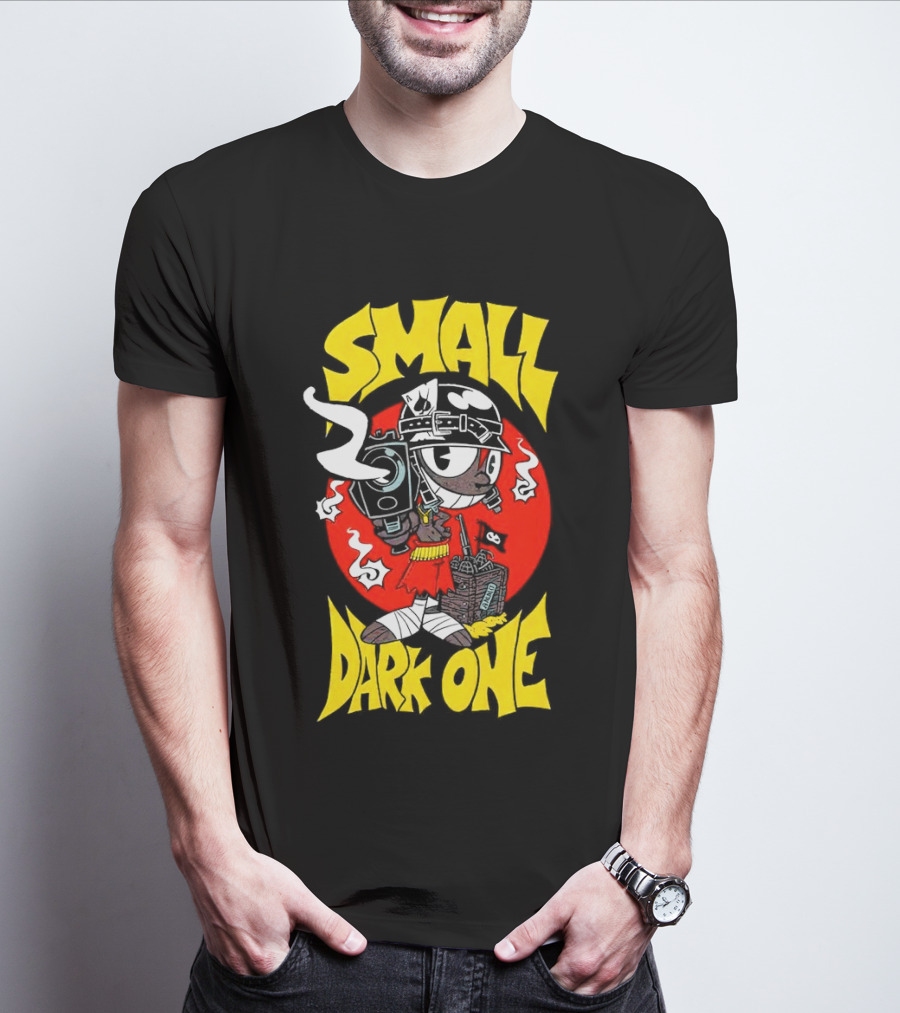 Small Dark One Gunsmoke Skateboard Pizza Character T-Shirt