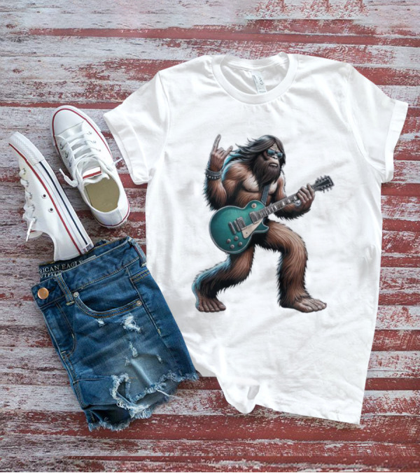 Bigfoot Rocking Out With Electric Guitar T-Shirt