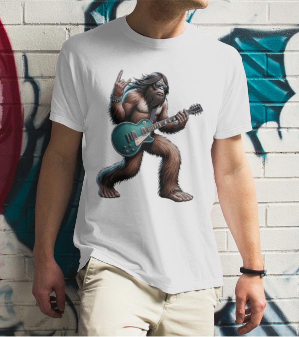 Bigfoot Rocking Out With Electric Guitar T-Shirt