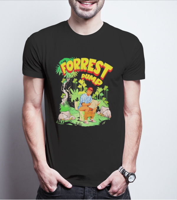 FORREST DUMP CARTOON TOILET JUNGLE READING T-Shirt