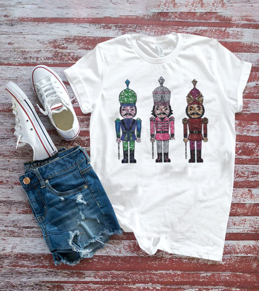Nutcracker Christmas Glitter Soldiers Trio T-Shirt
