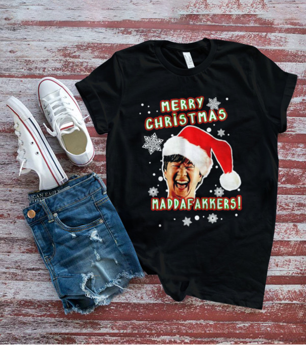 Merry Christmas Maddafakkers Ken Jeong Santa Hat Snowflakes T-Shirt