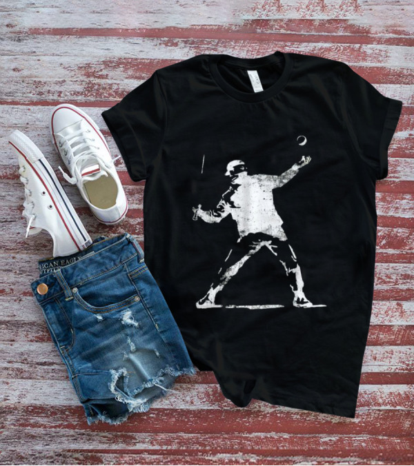 Banksy Flower Thrower Graffiti Street Art Baseball T-Shirt