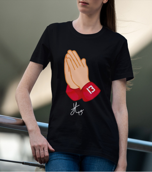 Jordan Travis Signature Praying Hands Number 13 Autograph T-Shirt