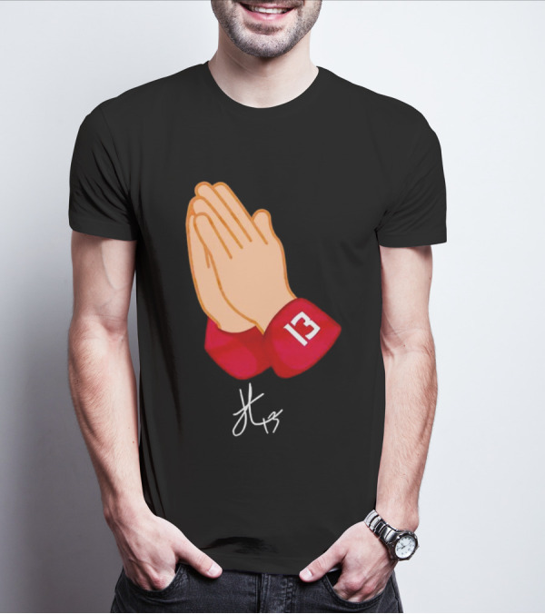 Jordan Travis Signature Praying Hands Number 13 Autograph T-Shirt
