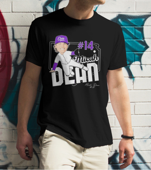 Micah Dean #14 Kansas State Wildcats Cats Infielder Signature T-Shirt