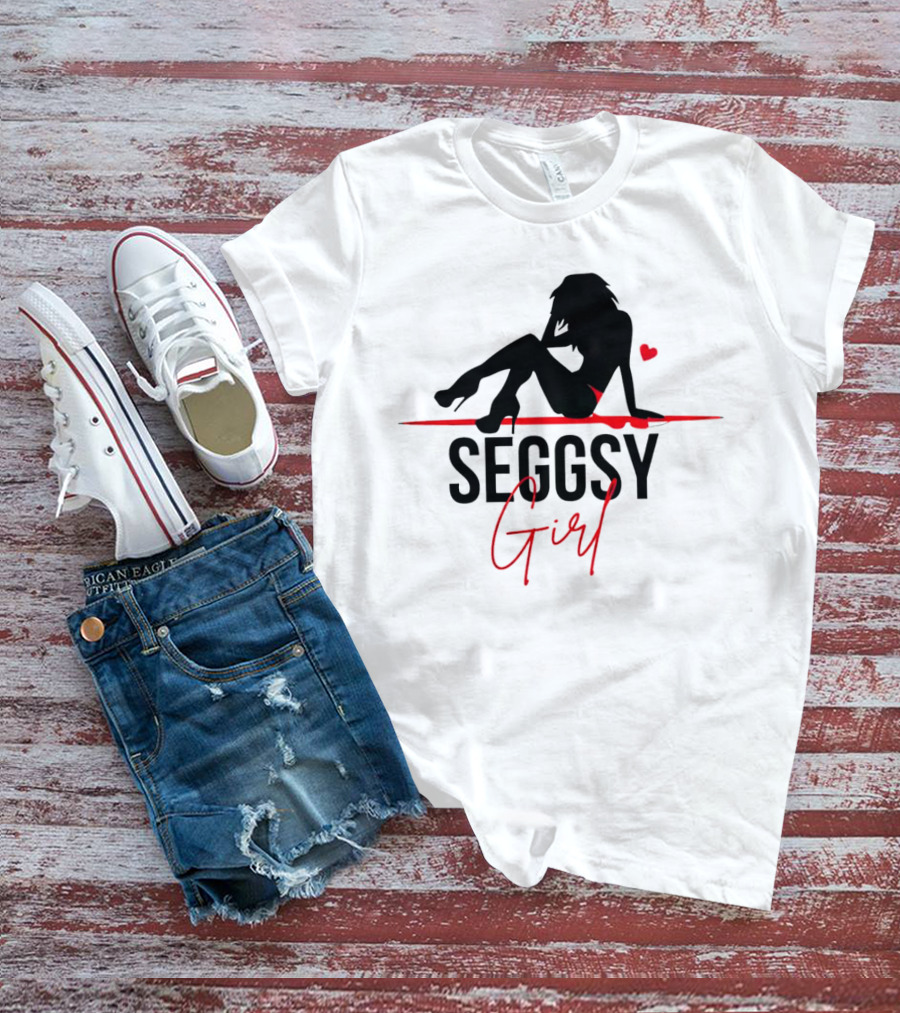 Seggsy Girl Silhouette With Heart And Red Accents T-Shirt