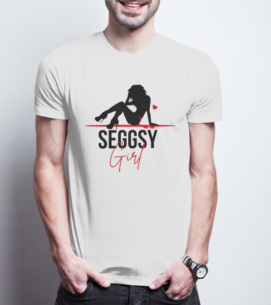 Seggsy Girl Silhouette With Heart And Red Accents T-Shirt