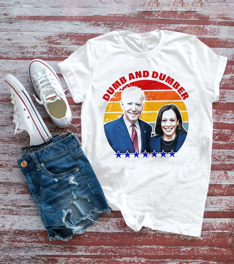 Dumb And Dumber Joe Biden Kamala Harris Retro Stars T-Shirt