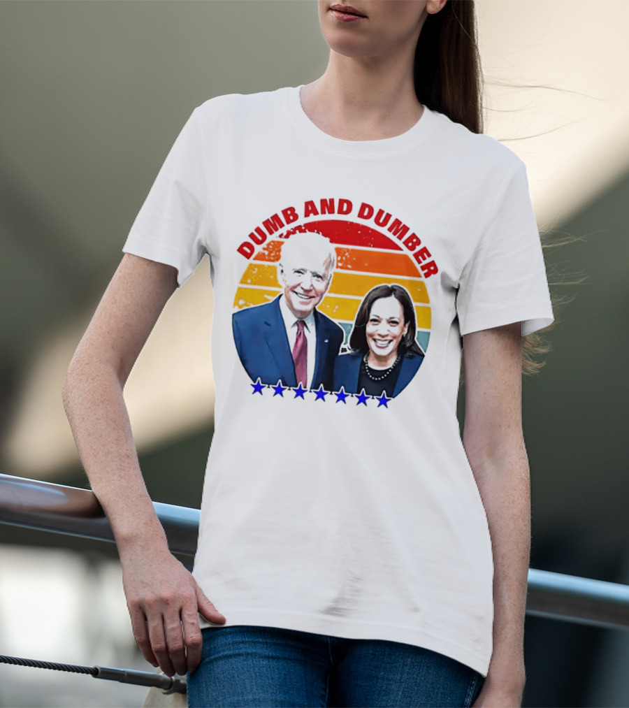 Dumb And Dumber Joe Biden Kamala Harris Retro Stars T-Shirt