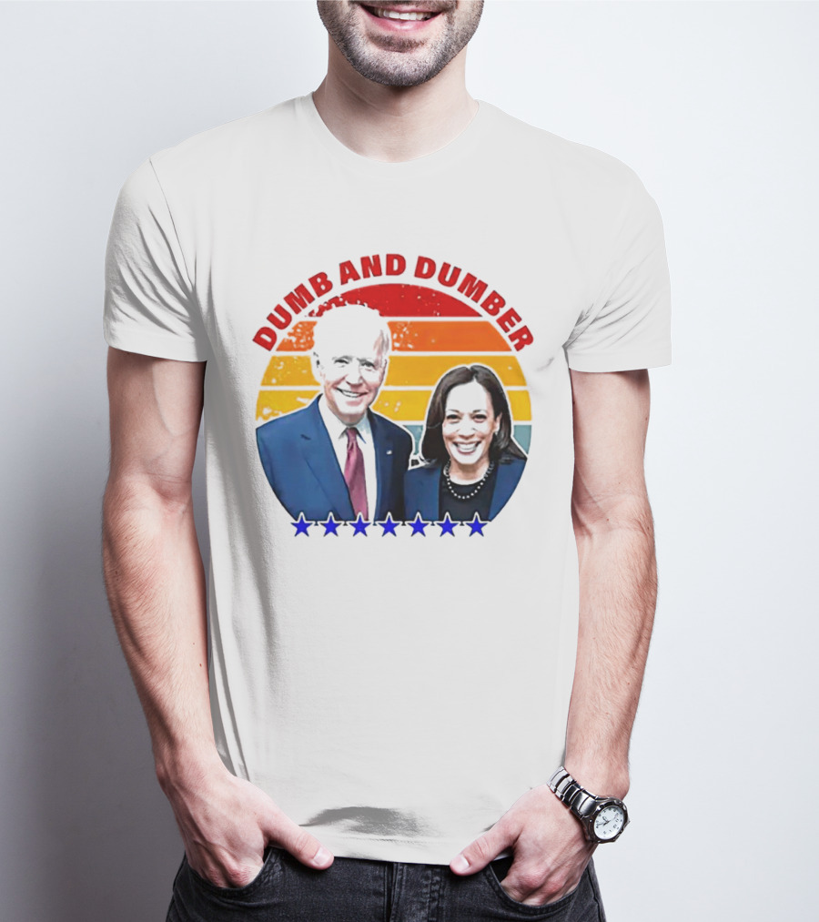 Dumb And Dumber Joe Biden Kamala Harris Retro Stars T-Shirt