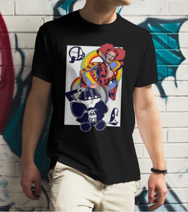 Jimbo Queen Of Hearts Playing Card Rainbow Drag T-Shirt