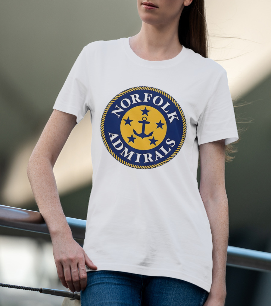 Norfolk Admirals Anchored Stars Emblem Navy Yellow T-Shirt