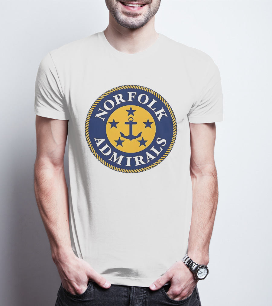 Norfolk Admirals Anchored Stars Emblem Navy Yellow T-Shirt